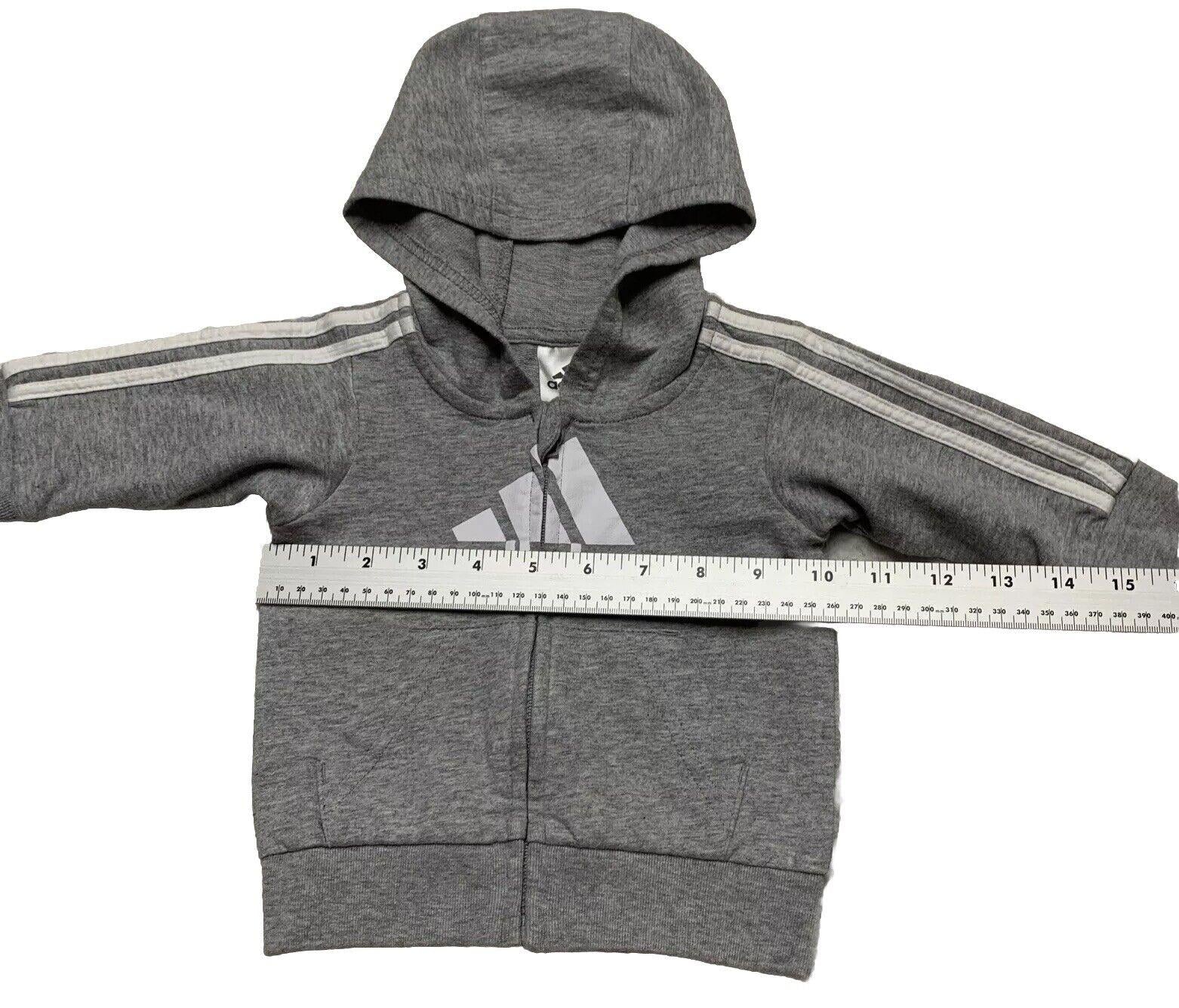 Sudadera con capucha y cremallera completa de Adidas para bebé, talla 3 meses, color gris jaspeado