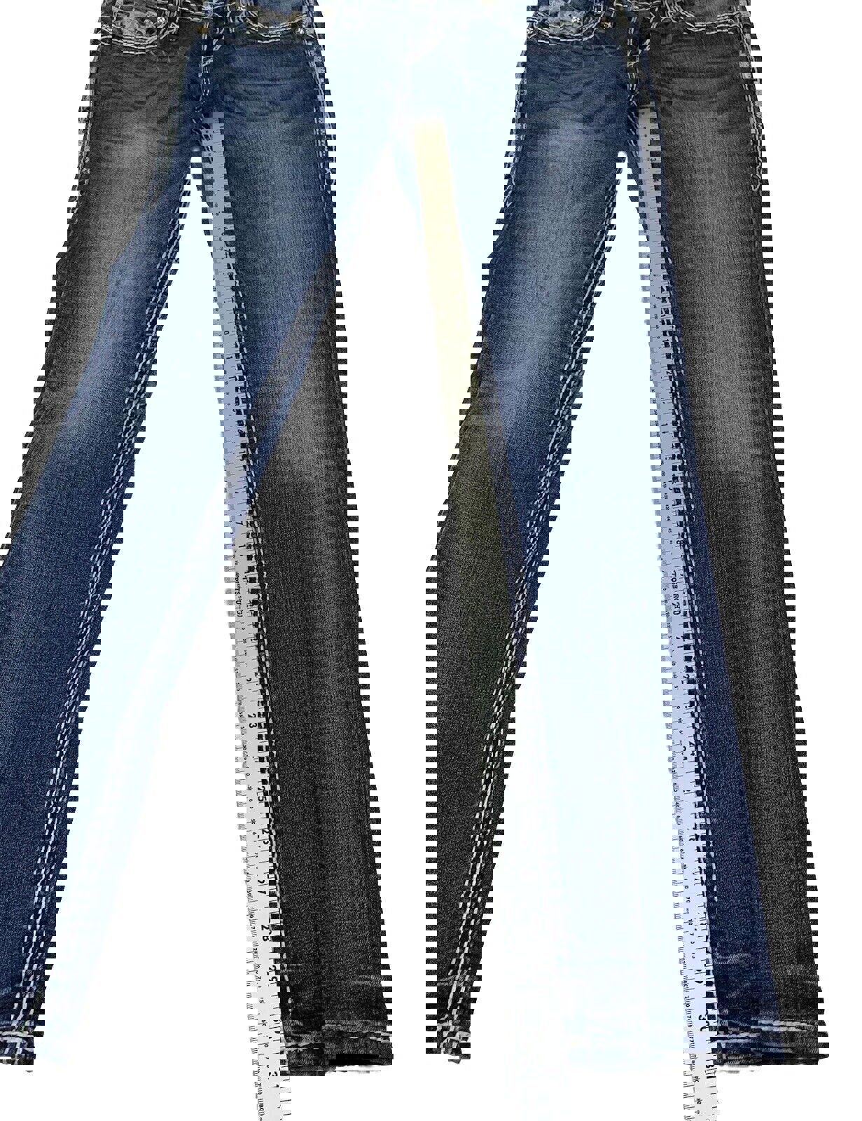 Vaqueros Rock Revival para mujer, talla 27, con bolsillo vaquero y puntadas llamativas