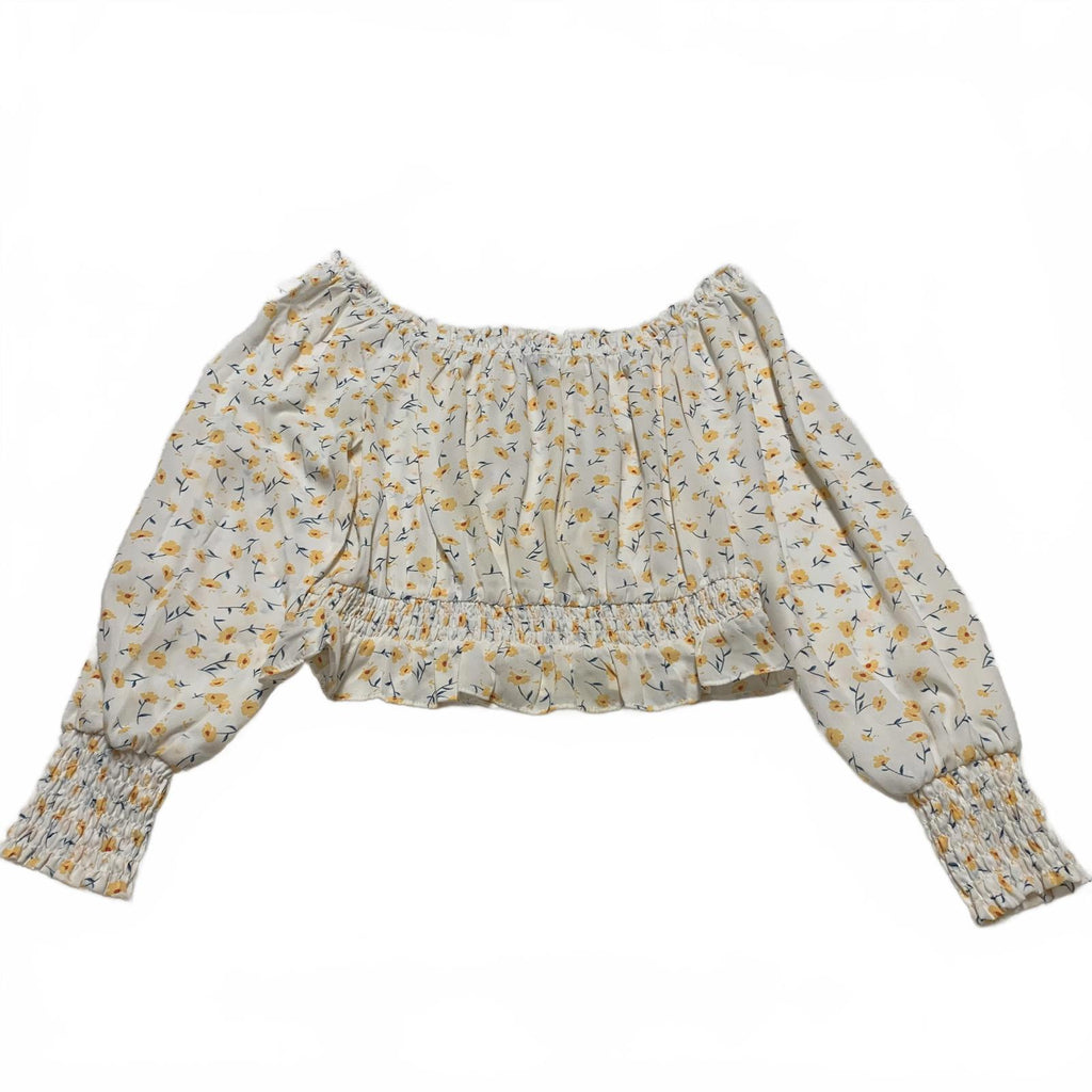 Top corto con hombros descubiertos y estampado floral de Helen Owen x Aqua para mujer, talla grande