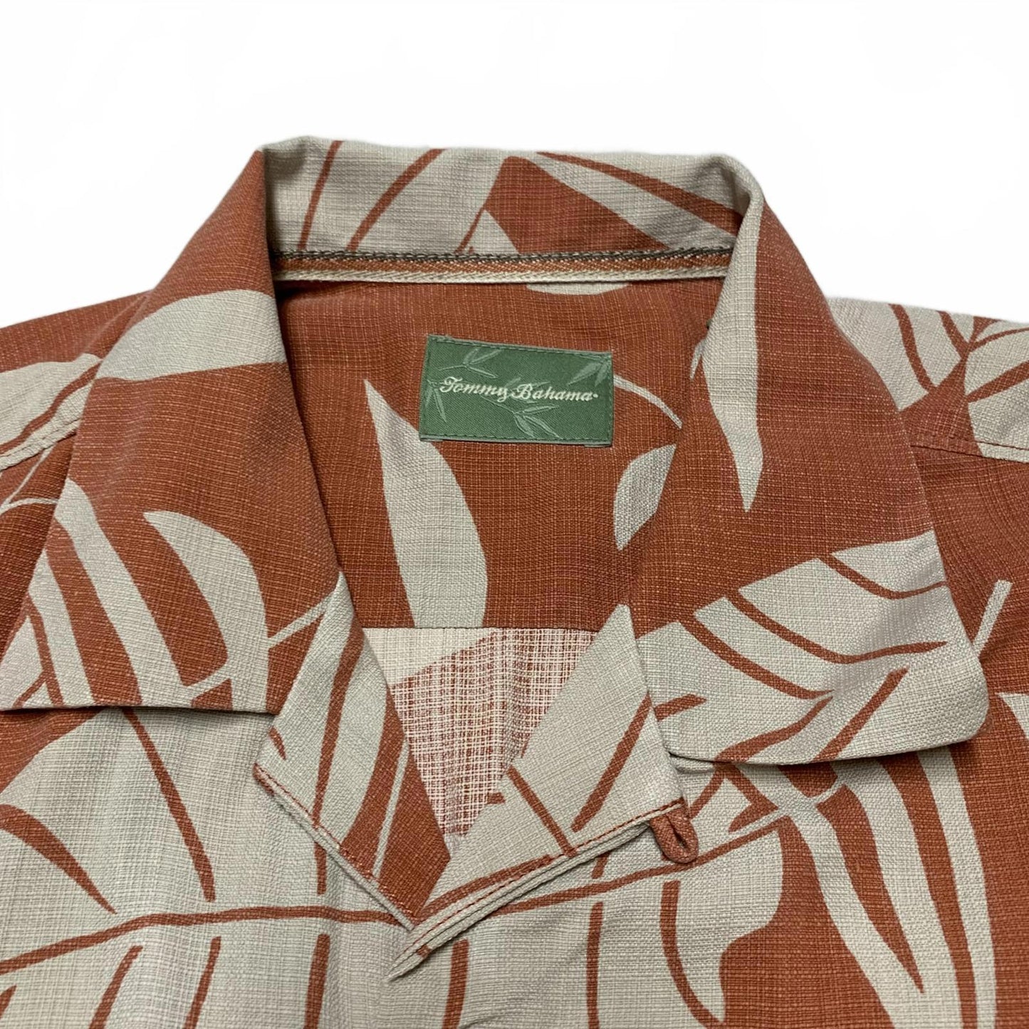 Tommy Bahama Mens Sz L Tropical Leaf Print  Shirt Silk Vacation Ready