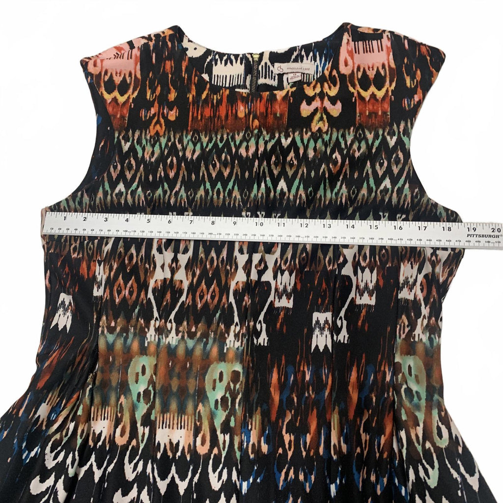 Vestido de verano sin mangas con estampado abstracto vibrante para mujer talla 14 de VTG db