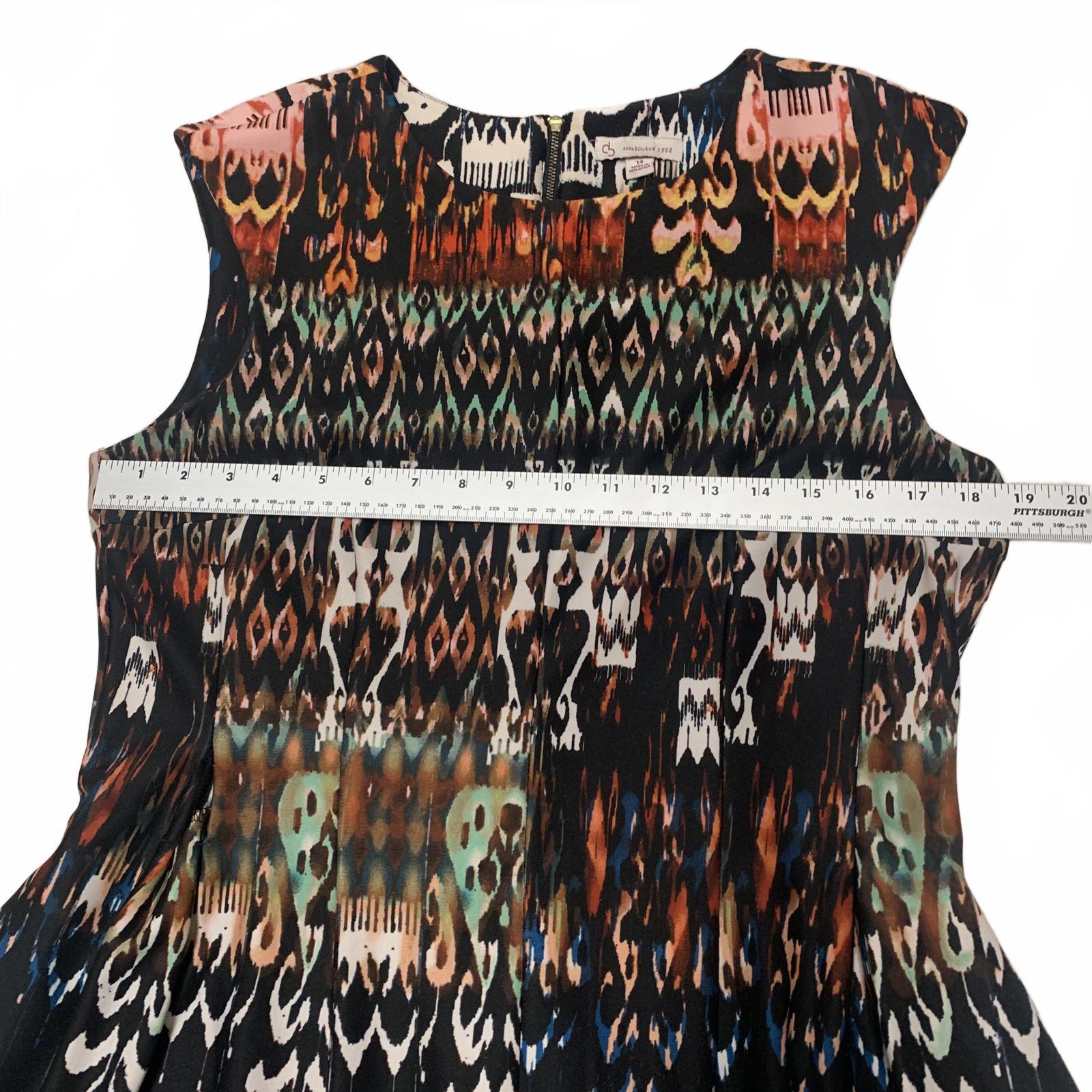 Vestido de verano sin mangas con estampado abstracto vibrante para mujer talla 14 de VTG db