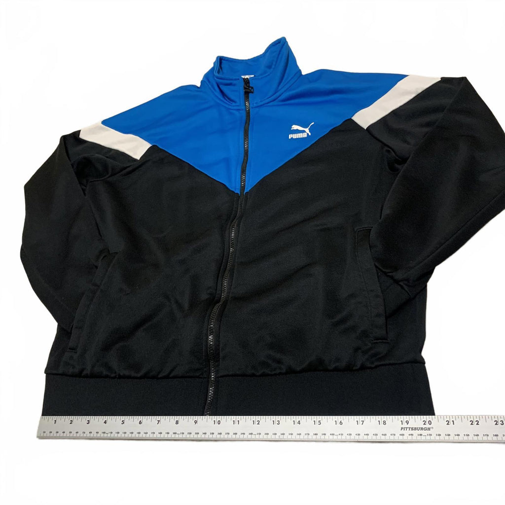 Chaqueta deportiva Puma para hombre, talla L, color negro y azul rey, con cremallera