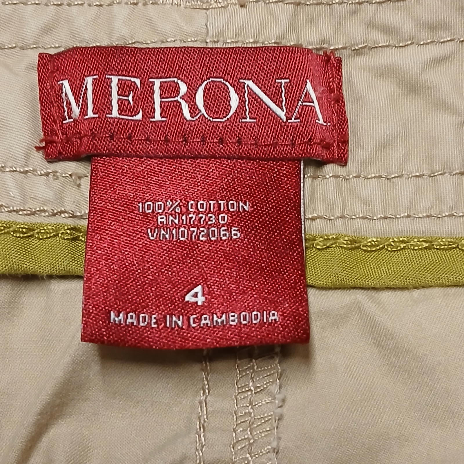 Merona Capris cómodos de algodón beige tostado para mujer talla 4, 29,5 x 20,5