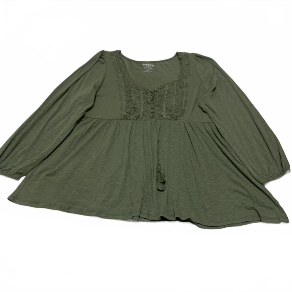 Camiseta de jersey flameado supersuave Torrid para mujer, talla 2, verde oliva