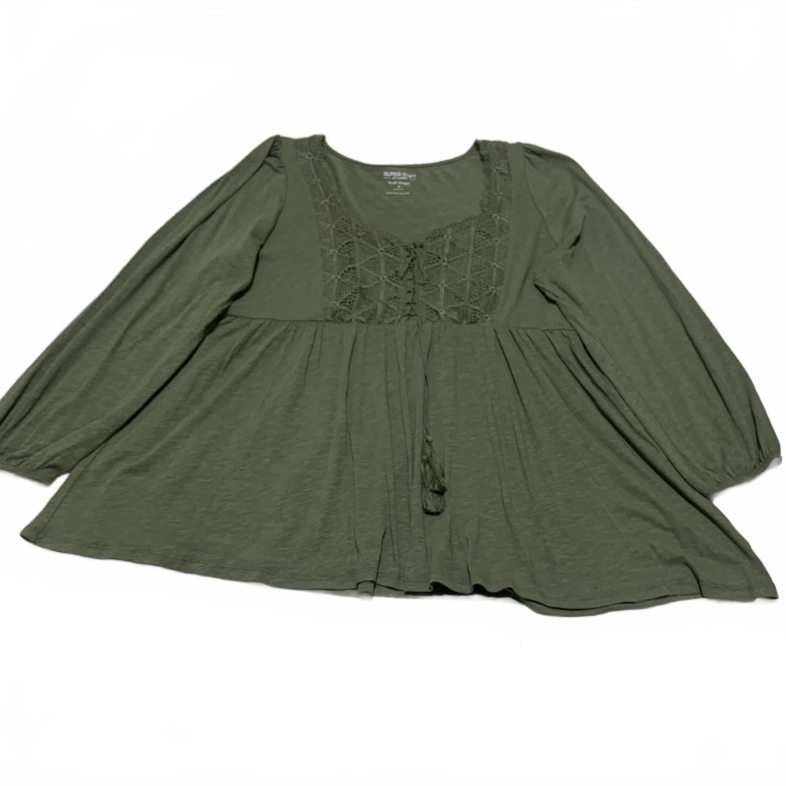 Camiseta de jersey flameado supersuave Torrid para mujer, talla 2, verde oliva