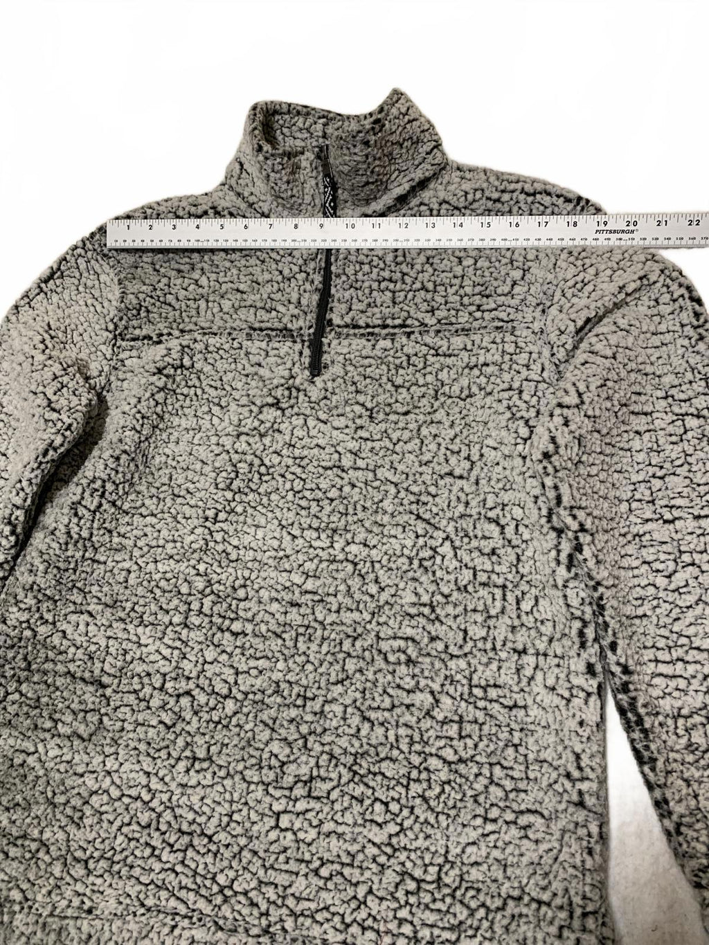 Chaqueta tipo jersey de forro polar sherpa gris con cremallera de un cuarto para hombre, talla M, de Boxercraft