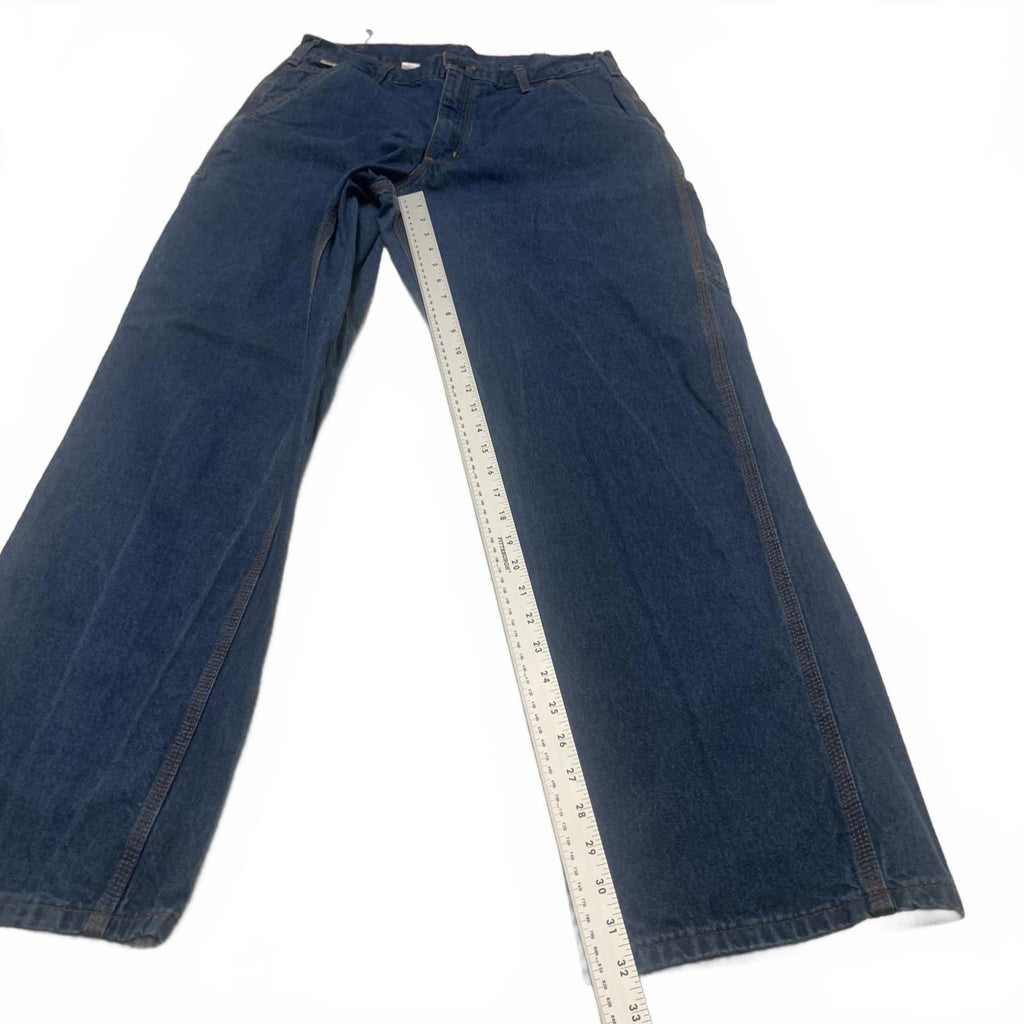 Pantalones de trabajo cargo de mezclilla azul Carhartt FRB13 DNM para hombre, talla 34 x 32, 32 x 32 (talla real)