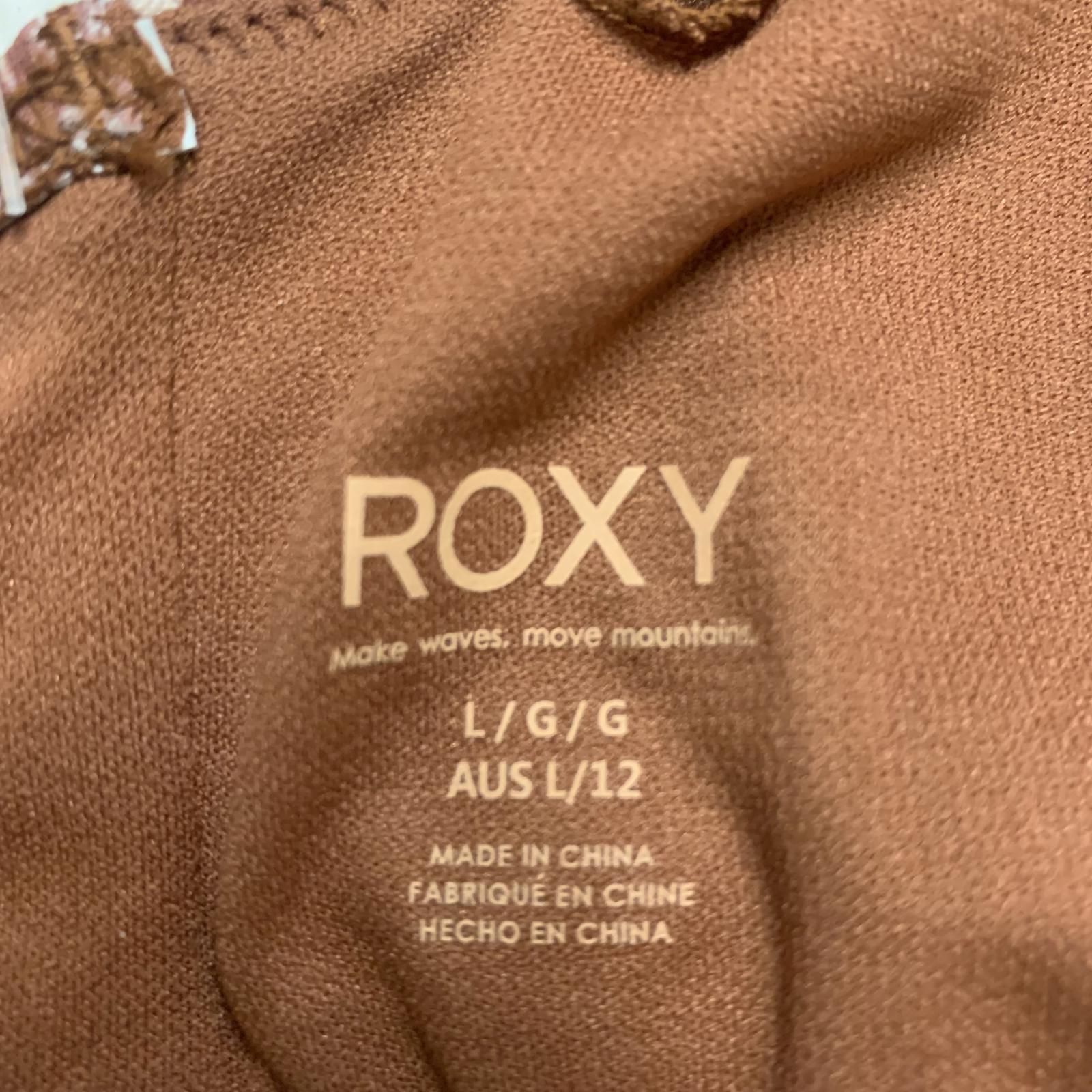 Top de bikini Roxy Love the Surf Knot para mujer, talla L, estampado marrón