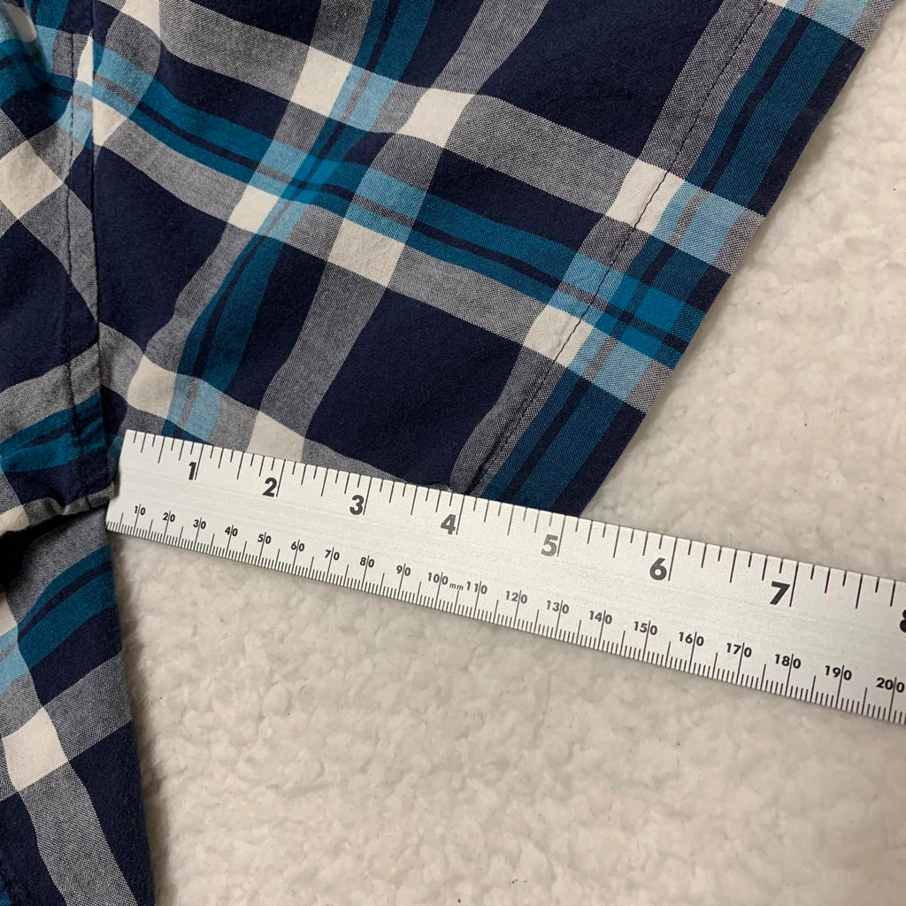 Camisa de manga corta con botones a cuadros azules talla 3XL para hombre de Basic Editions