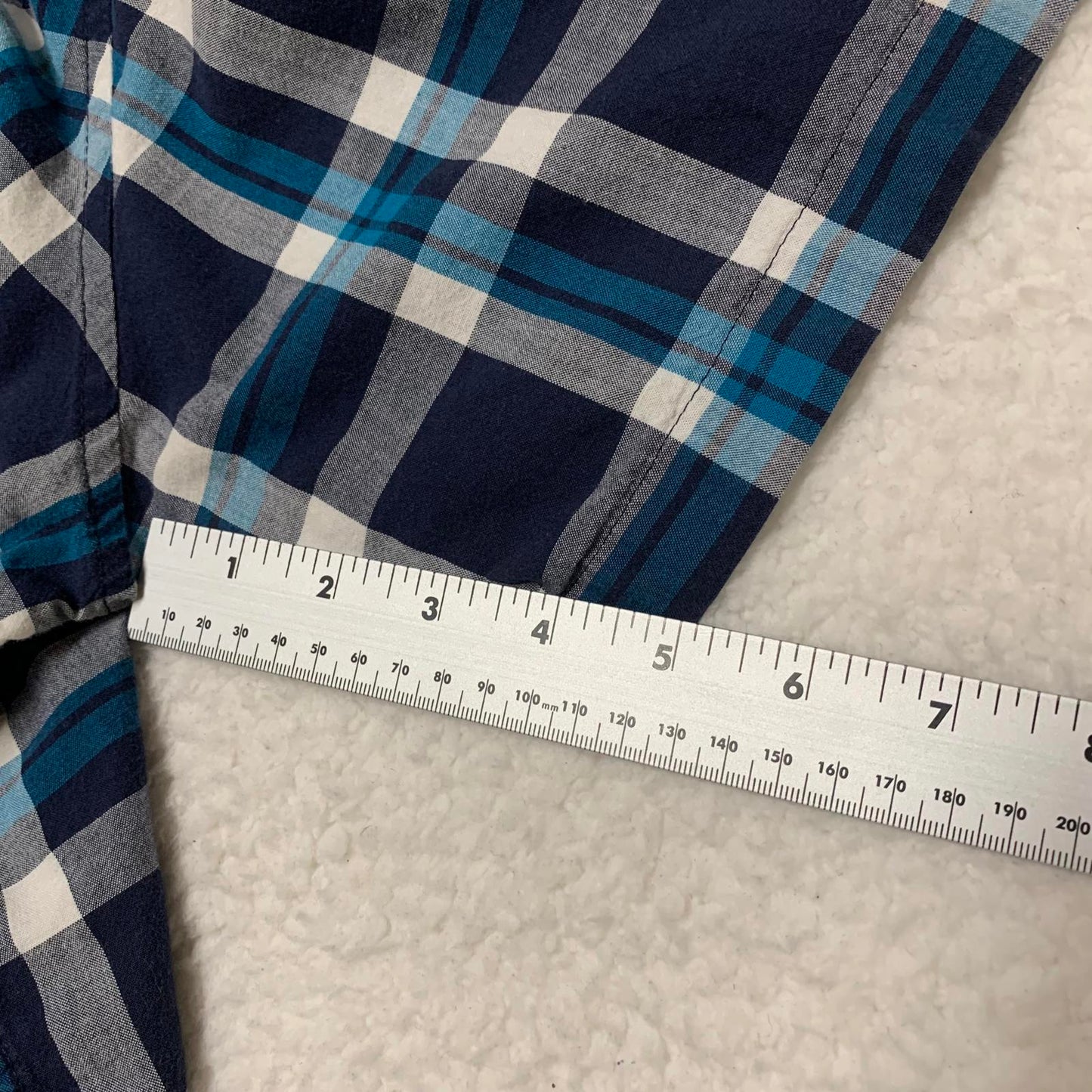 Basic Editions Men's 3XL Blue Plaid Short Sleeve Button Shirt
