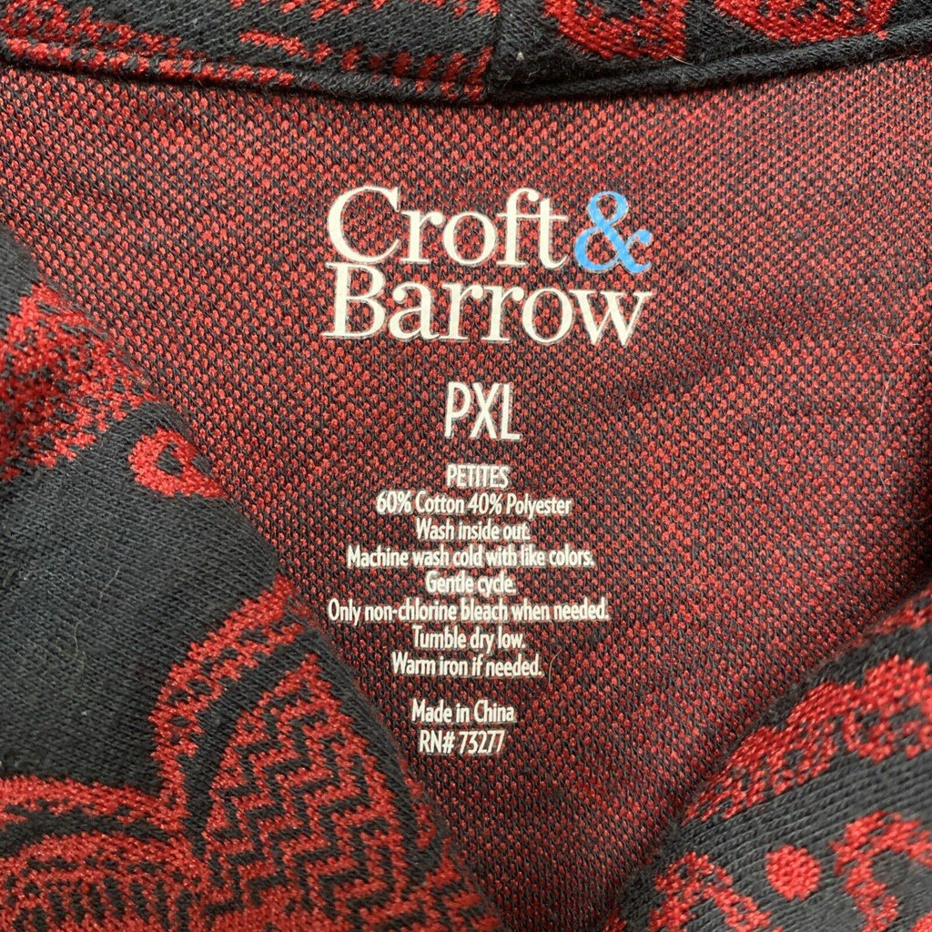 Suéter Croft &amp; Barrow para mujer, talla pequeña XL, con estampado floral de cachemira en rojo y negro, con cremallera y manga larga