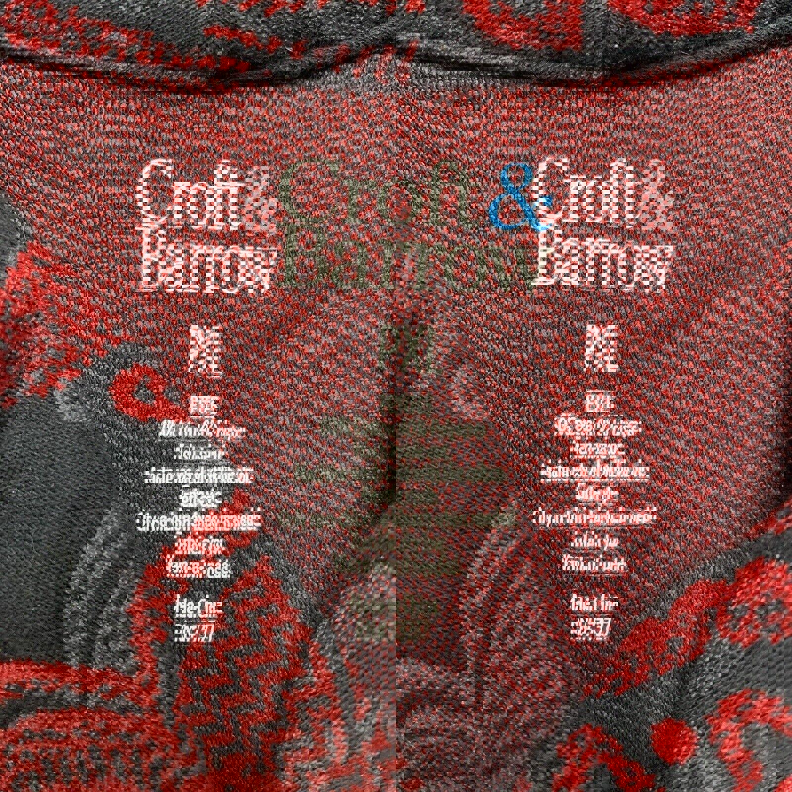 Suéter Croft &amp; Barrow para mujer, talla pequeña XL, con estampado floral de cachemira en rojo y negro, con cremallera y manga larga