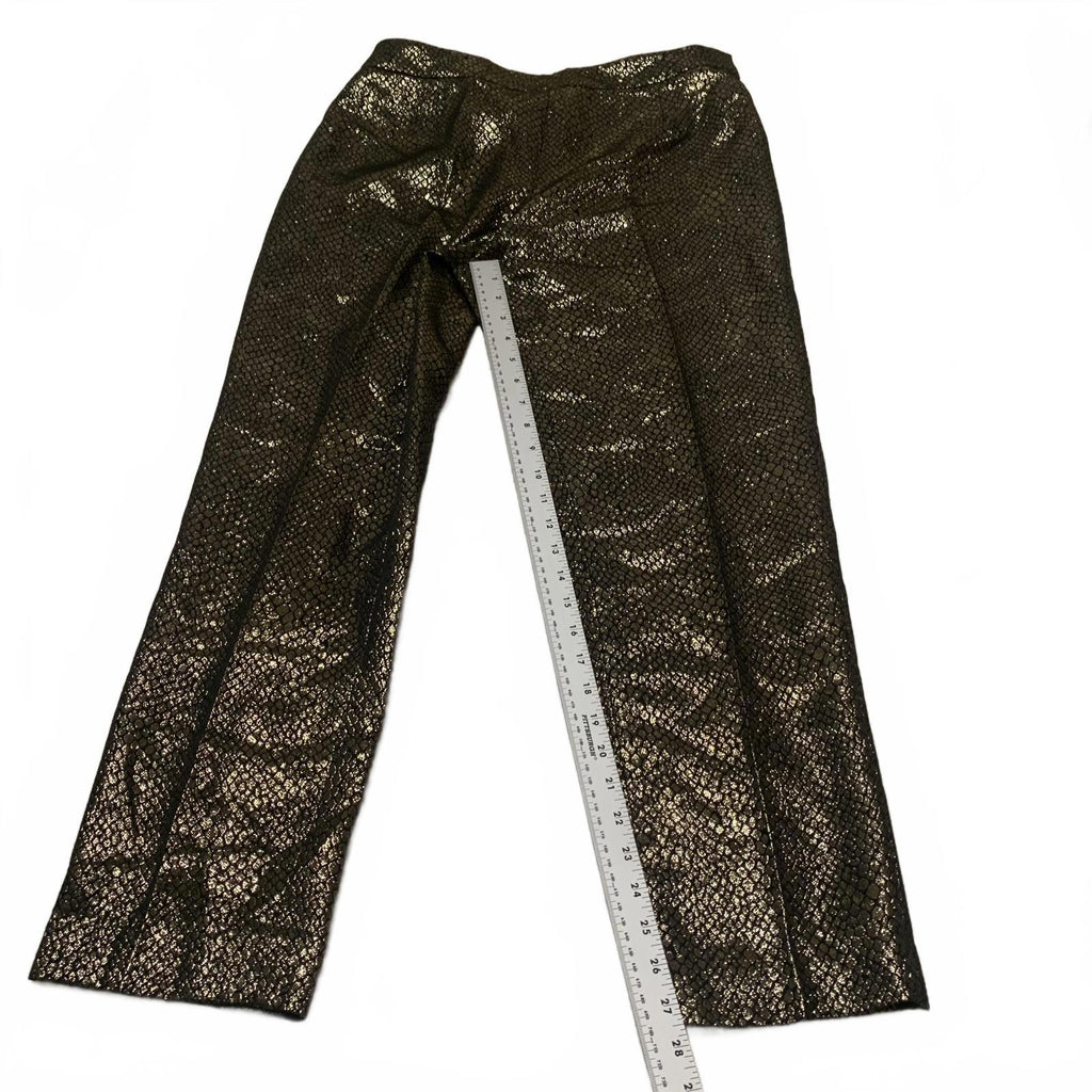 Pantalones Anne Klein para mujer, talla 8, con estampado de piel de serpiente en negro y dorado metalizado
