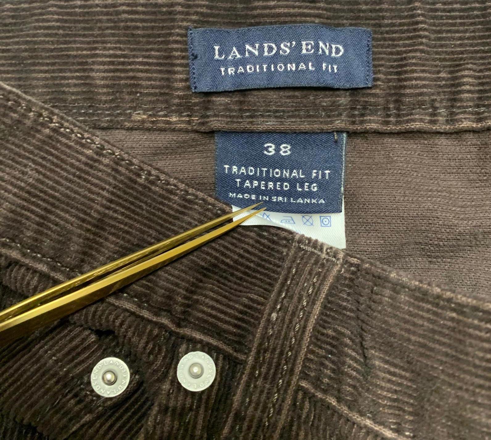 Pantalones de pana con corte tradicional y pierna cónica de Lands' End, talla 38, para hombre, color marrón