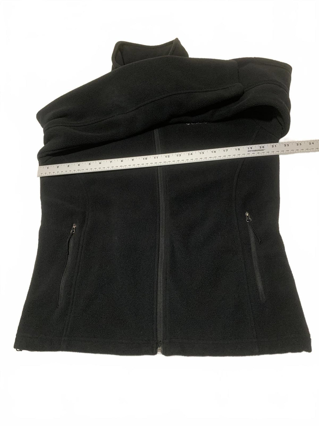 Chaqueta polar negra grande Columbia para mujer, con cremallera completa, para senderismo al aire libre, capa cálida