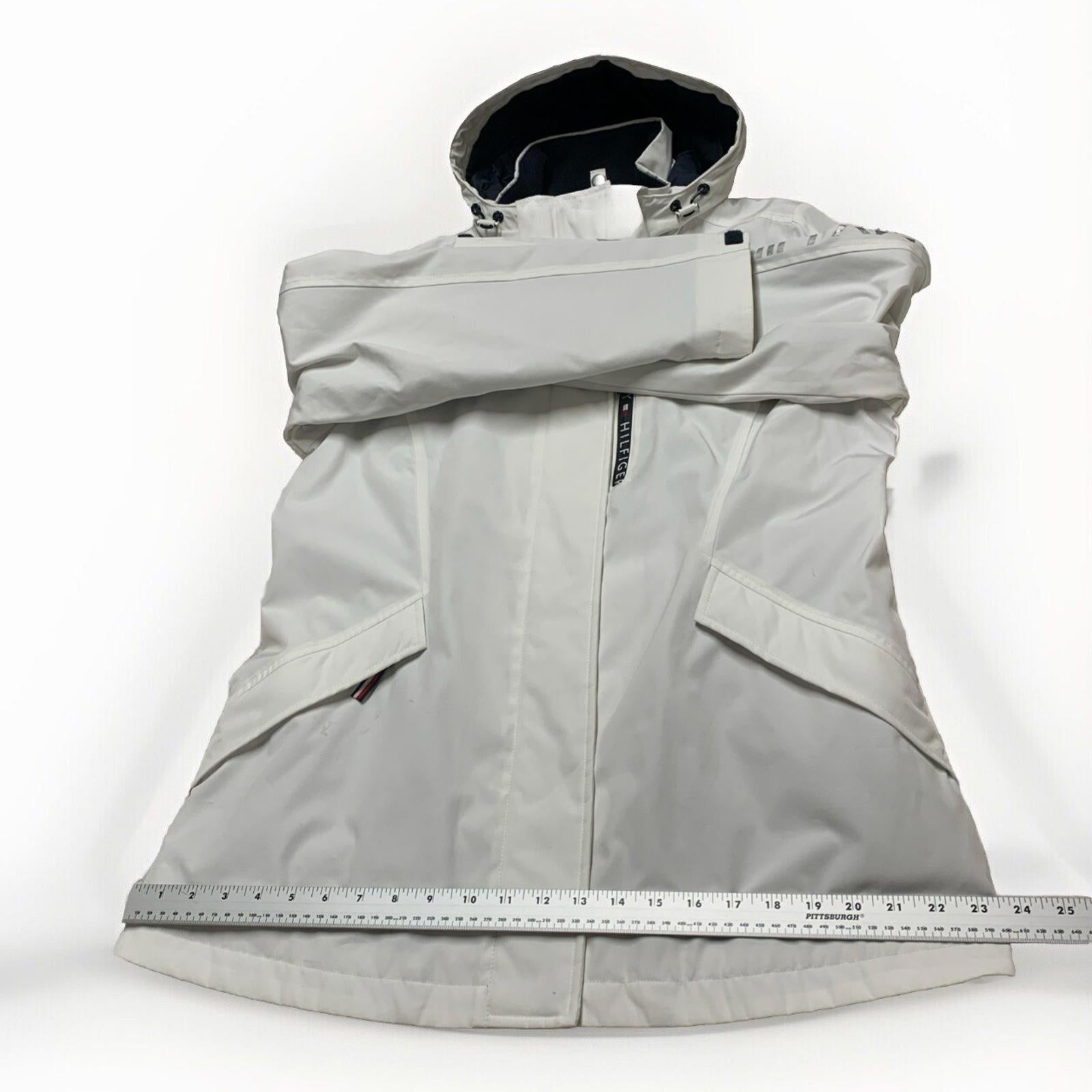 Tommy Hilfiger Women's Medium White Weather Systems Hood Jacket Rain Coat