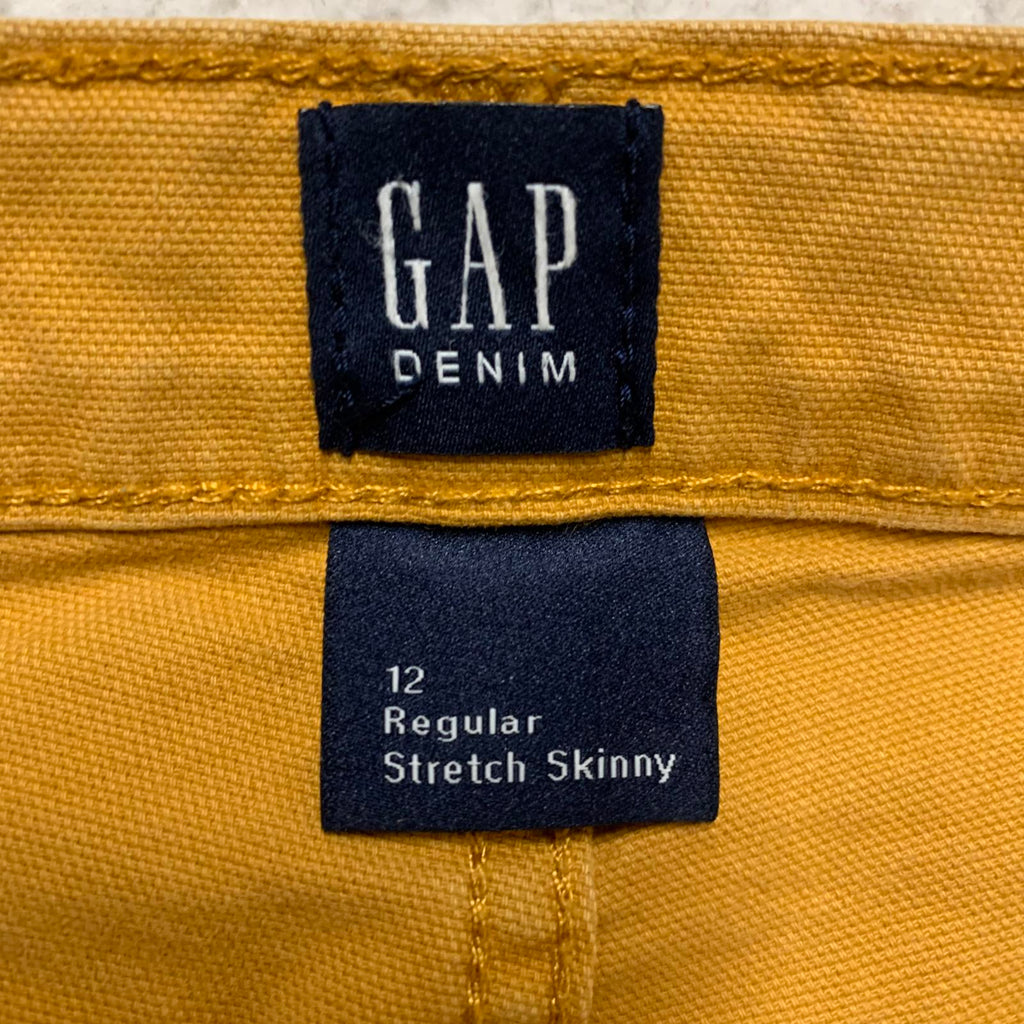 Vaqueros ajustados elásticos amarillos GAP Denim para niños, talla 12 R, 25 x 26