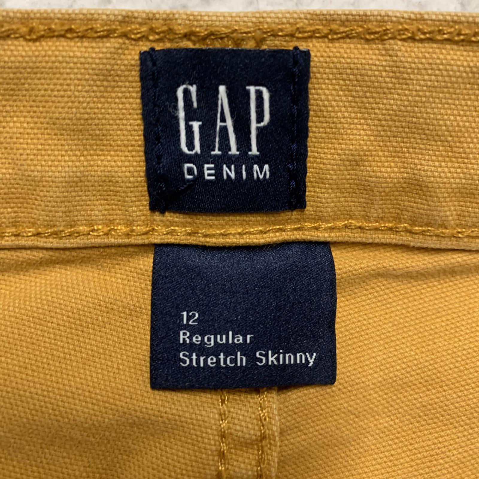 Vaqueros ajustados elásticos amarillos GAP Denim para niños, talla 12 R, 25 x 26