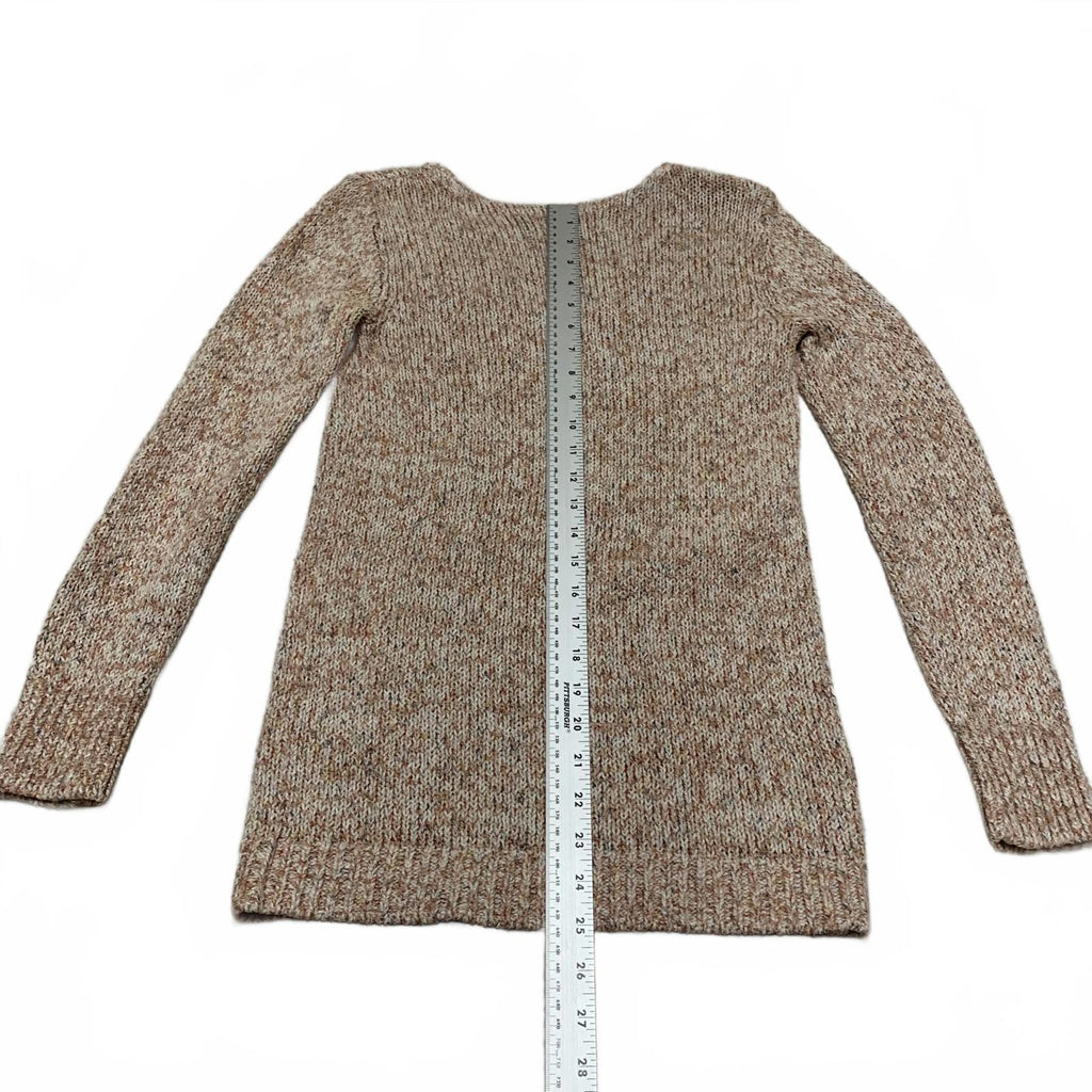 Suéter de punto beige melocotón LOFT para mujer, talla XS, acogedor, capa de otoño, mangas largas