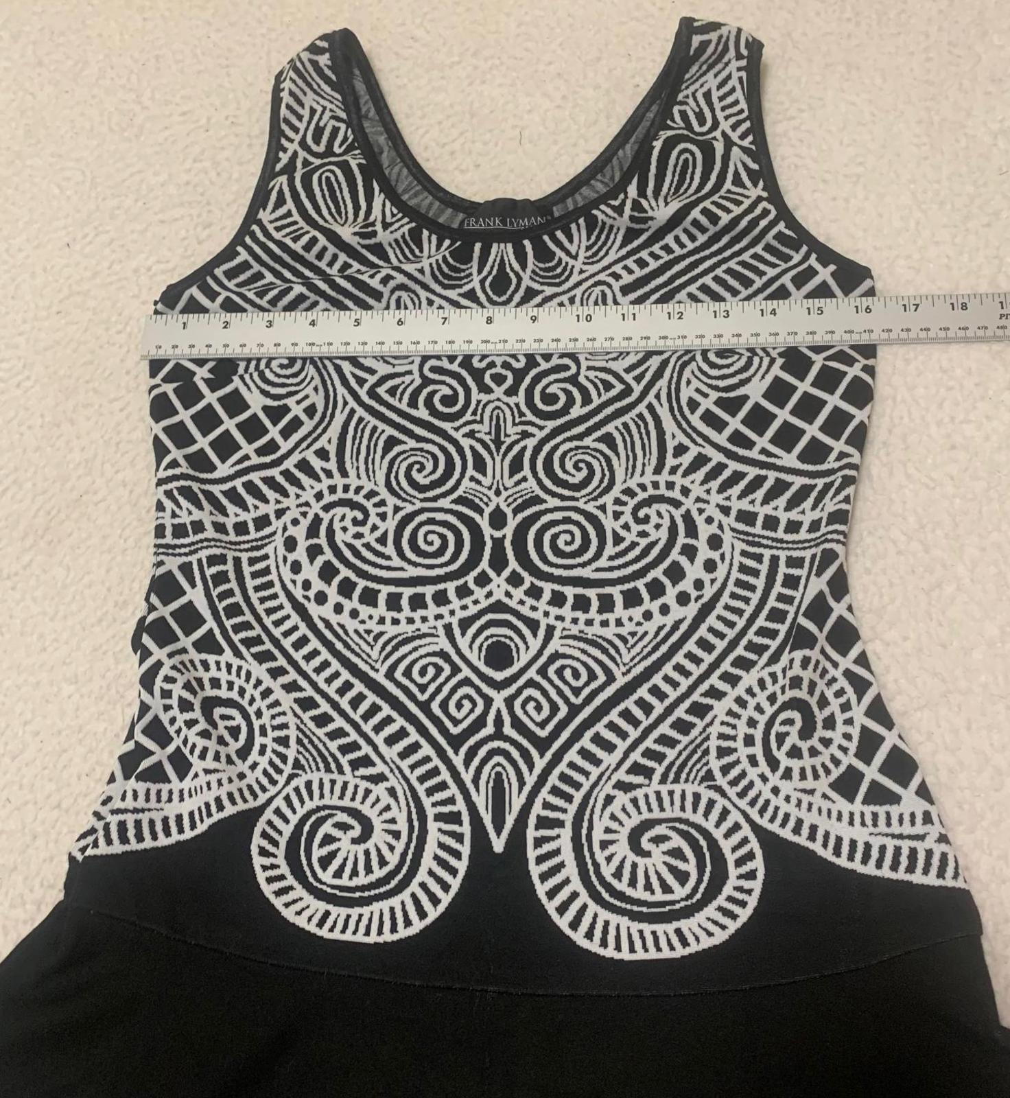 Vestido sin mangas estampado en blanco y negro de Frank Lyman para mujer, talla 8
