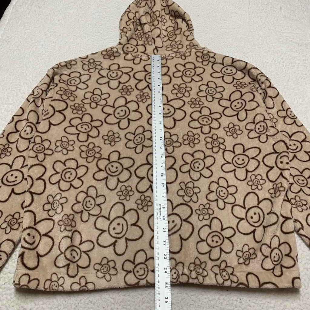 Chaqueta con capucha de polar con estampado floral beige Fire &amp; Fleur para mujer, talla 3XL