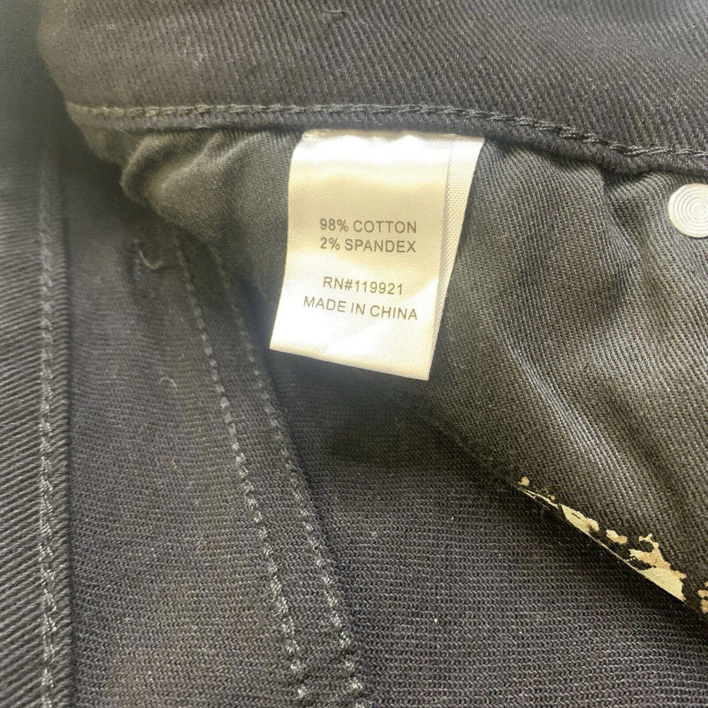 Vaqueros negros Decibel para hombre, 40 x 34, bordados al frente y deshilachados