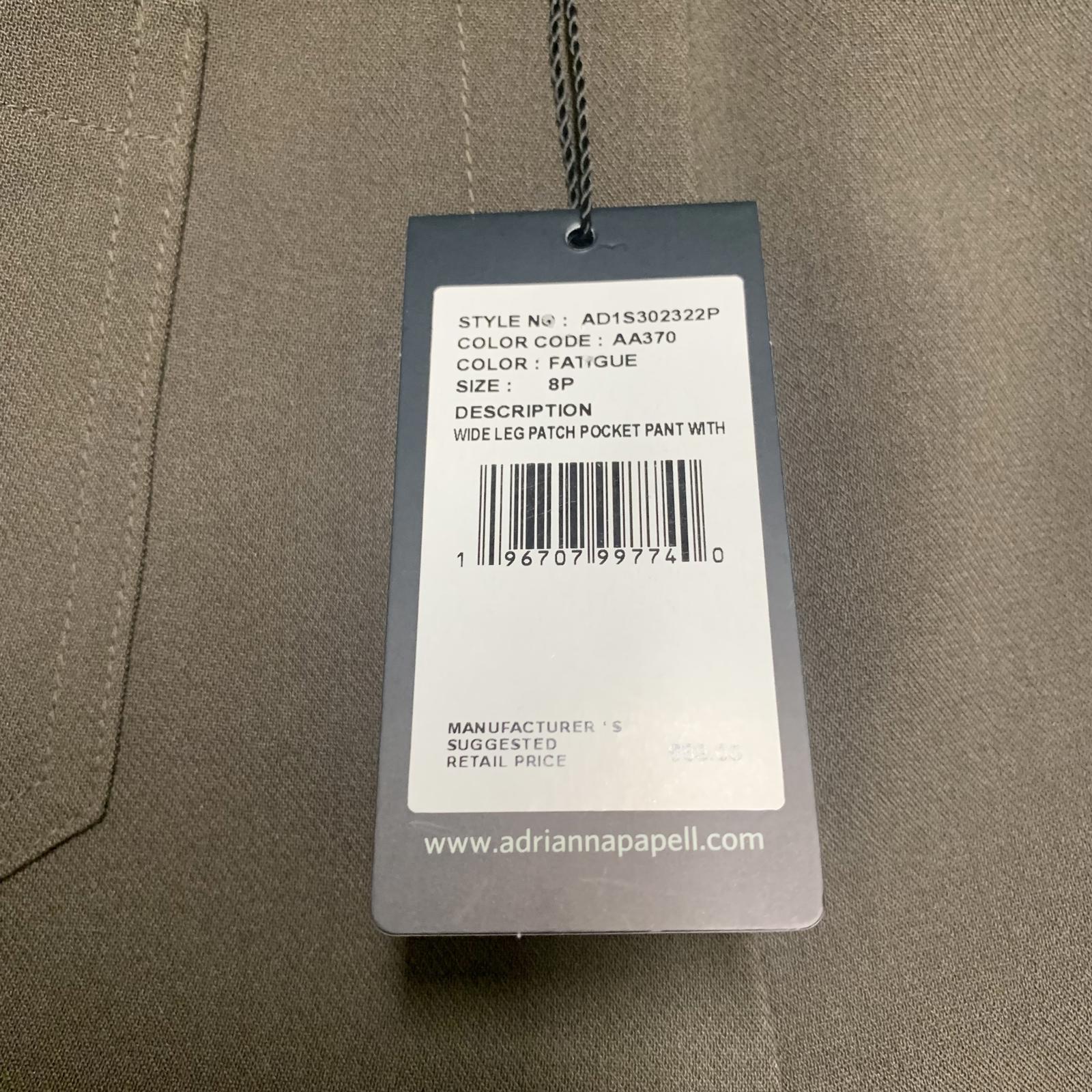 Pantalones anchos marrones con parches Adrianna Papell para mujer, talla 8, talla pequeña, ancho 32 x 26,5