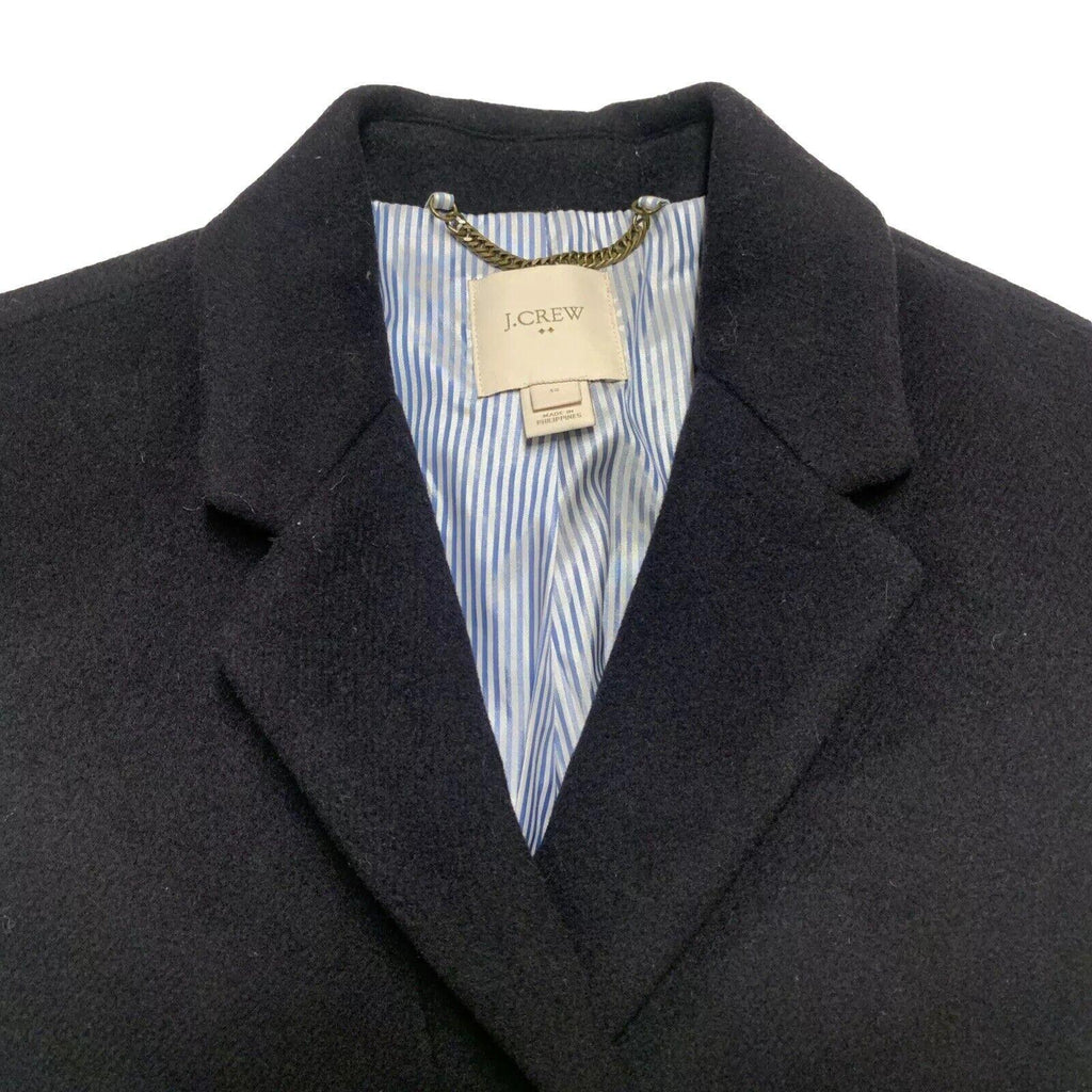 Abrigo largo clásico de lana negra de J Crew para mujer, talla 12