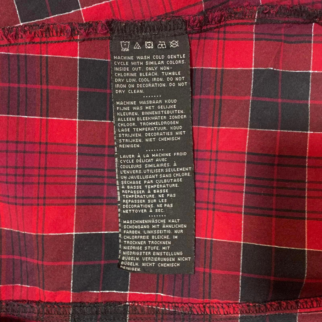 Harley Davidson Red Plaid Flannel Shirt Corset Back L