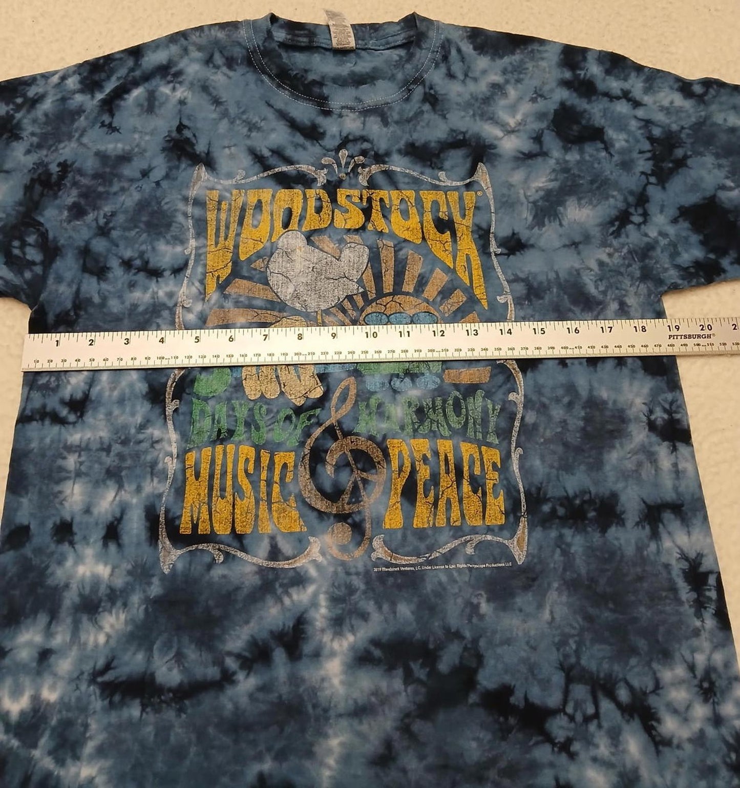M&O Gold Unisex Sz M Blue Woodstock Tie-Dye T-Shirt Music & Peace Cotton