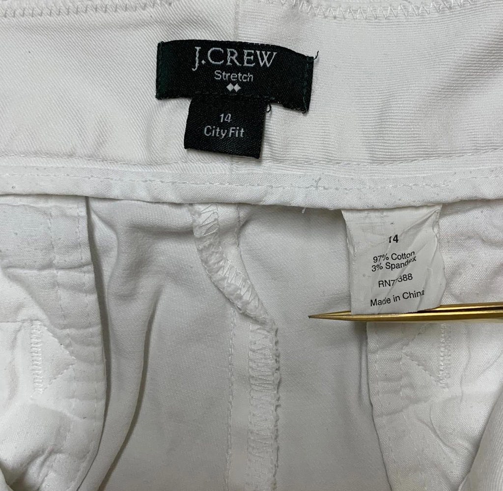 Pantalones cortos blancos de pierna ancha y corte urbano de J. Crew para mujer, talla 14