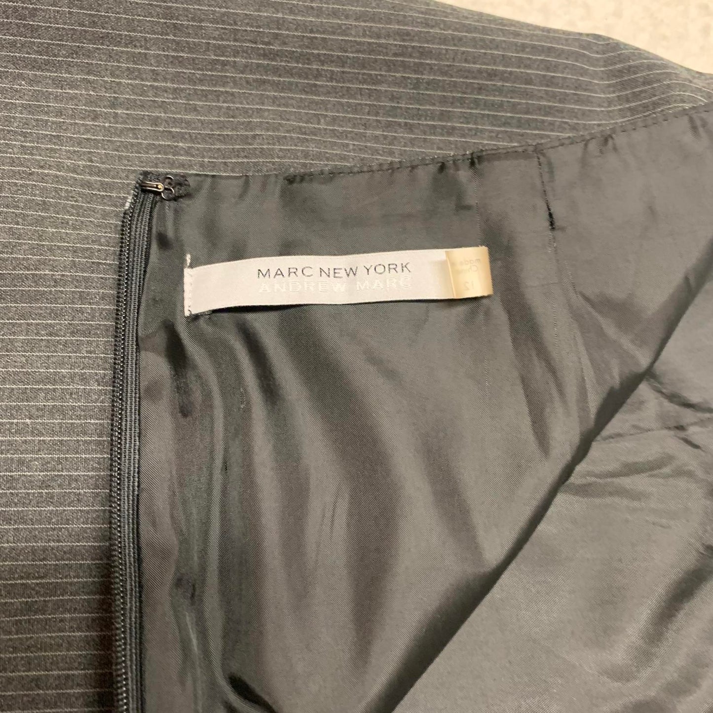 Vintage Marc New York Marc Andrew Womens Sz 12 Gray Pinstriped Skirt Side Slit