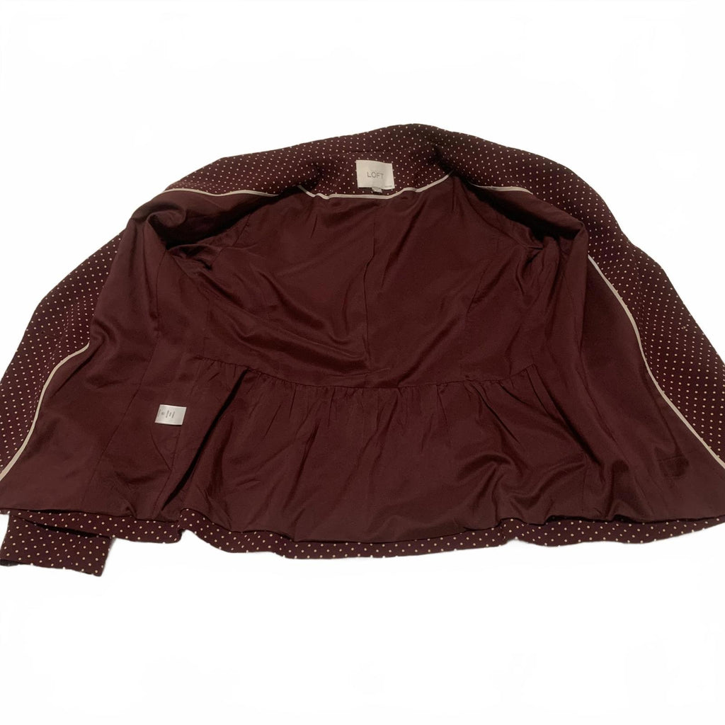 LOFT Ann Taylor Women's Jacket Size S Petite Burgundy Polka Dot Blazer