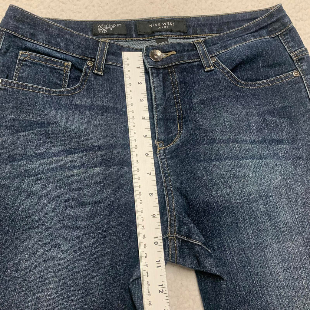 Vaqueros Nine West para mujer, talla 8R, lavado azul oscuro, corte de bota, 32 x 29