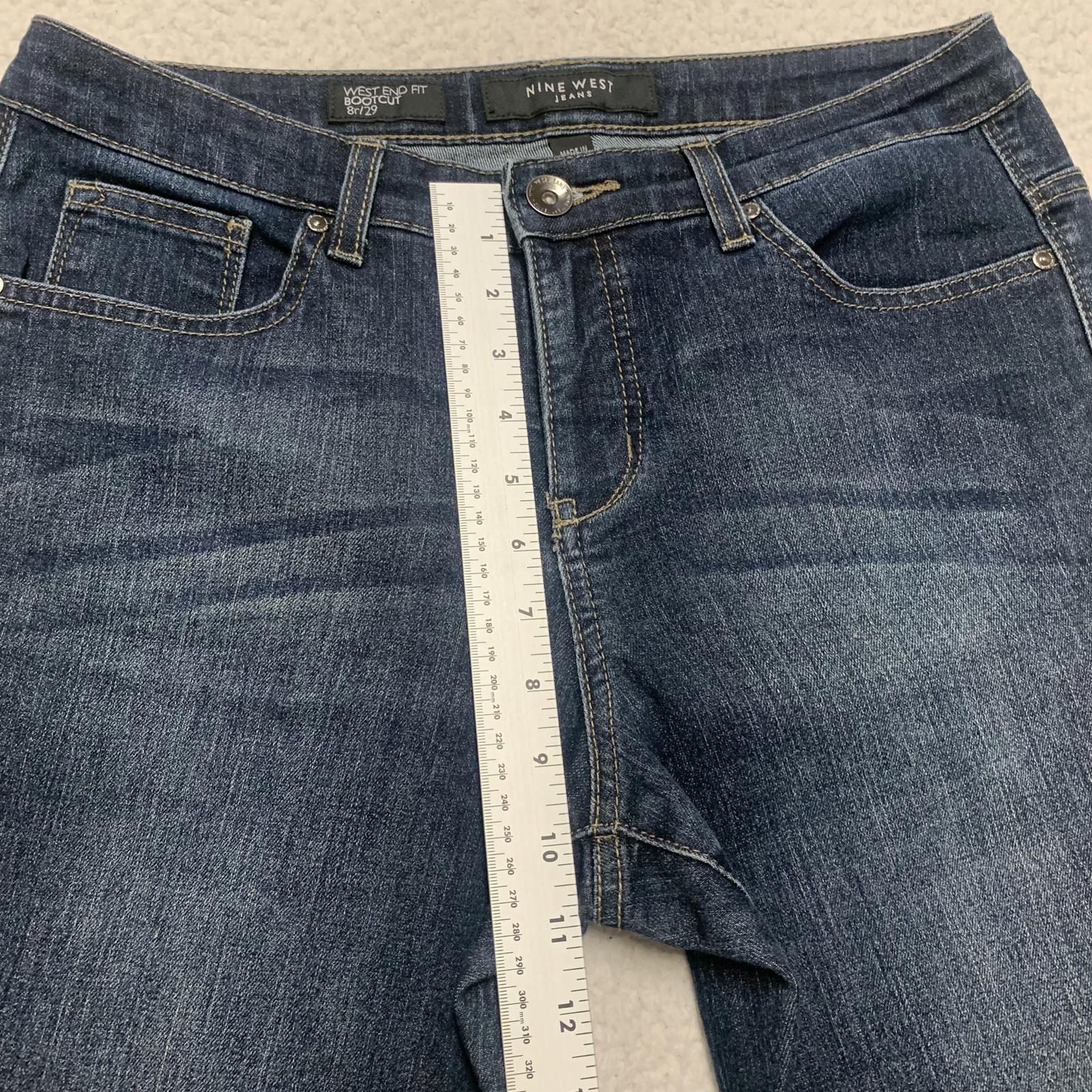 Vaqueros Nine West para mujer, talla 8R, lavado azul oscuro, corte de bota, 32 x 29