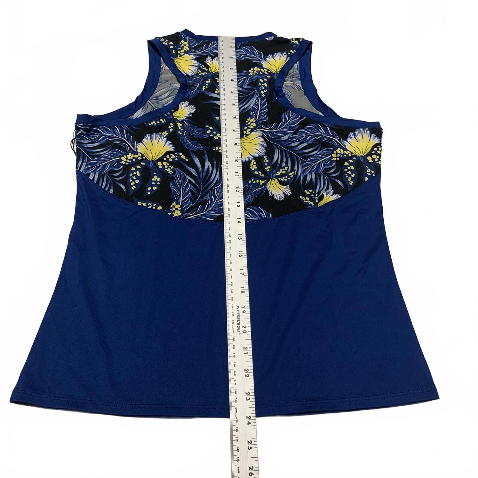 Top elástico sin mangas con estampado floral de jungla azul Debbie para mujer talla M TAIL