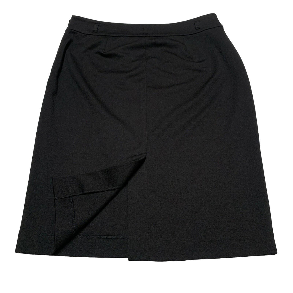 Falda tubo negra con trabillas para cinturón y cremallera lateral hasta la rodilla, talla 8, para mujer