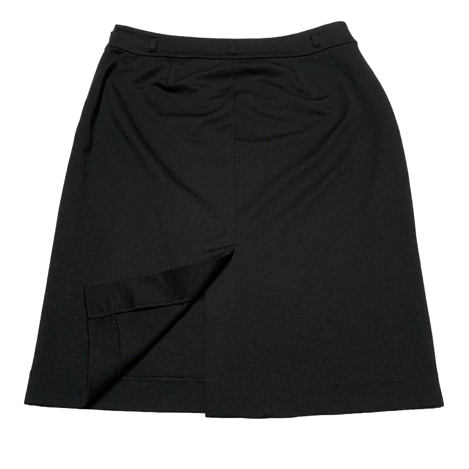 Falda tubo negra con trabillas para cinturón y cremallera lateral hasta la rodilla, talla 8, para mujer