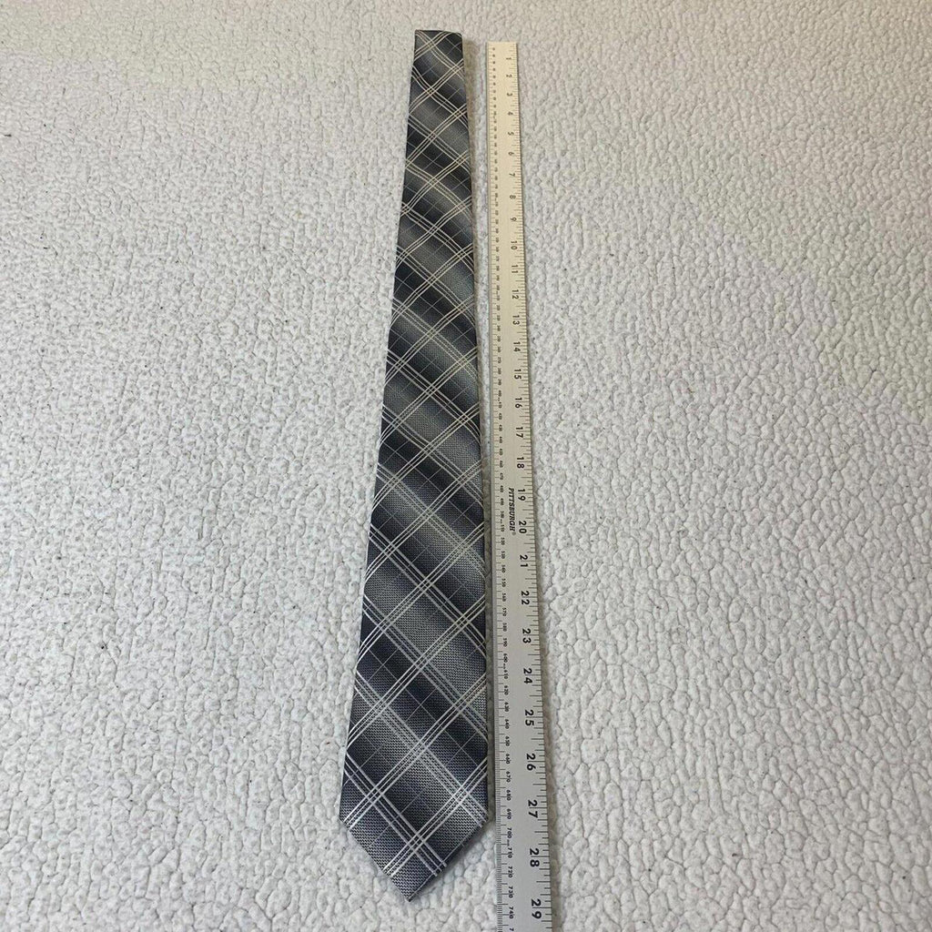 Valerio Garati Men's Plaid Tie Grey Black White