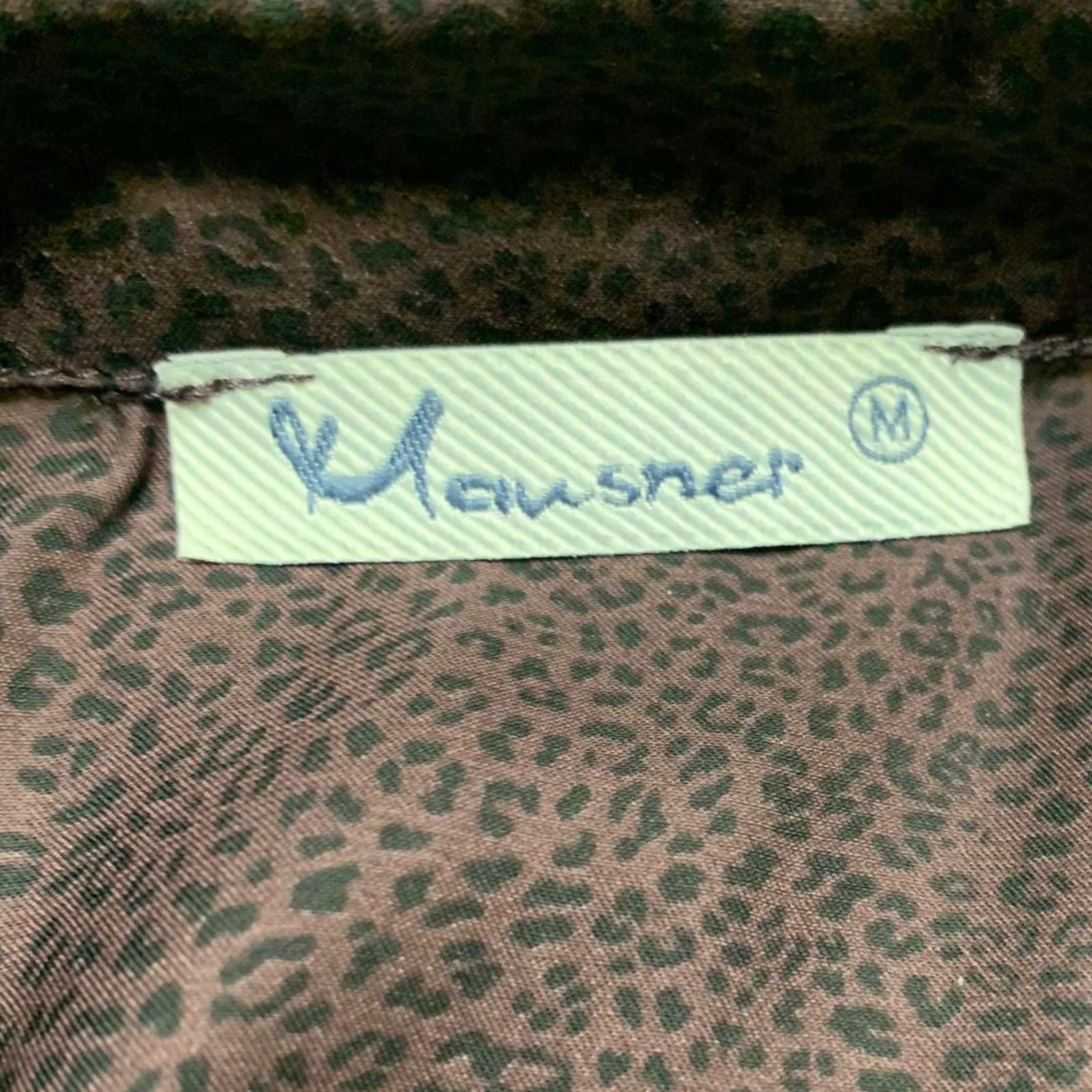 Blusa vintage Mausner de manga larga con botones y estampado de leopardo para mujer, talla mediana