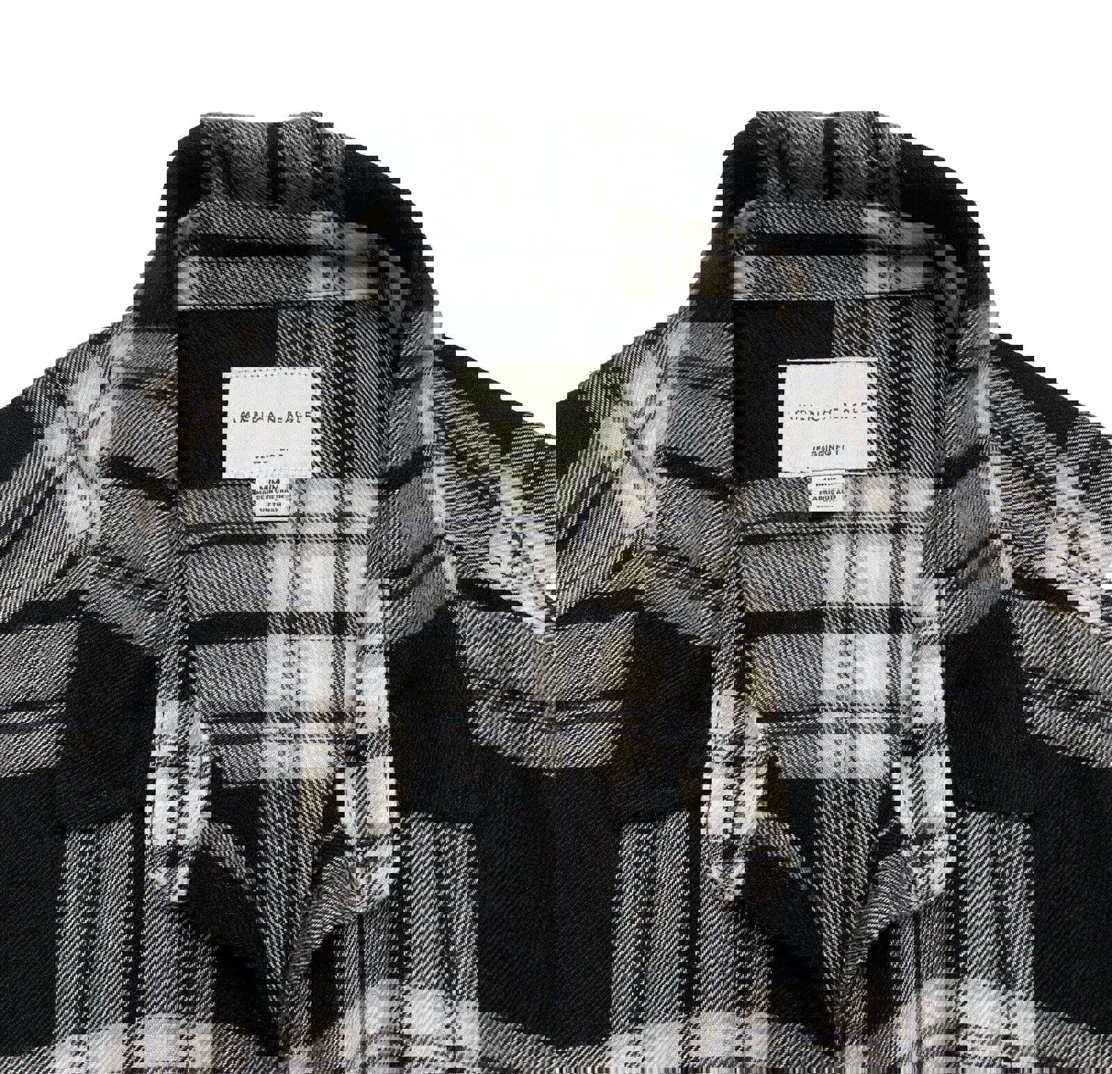 Túnica de franela a cuadros American Eagle, talla pequeña, negra, blanca, con pinzas, jegging, talla M