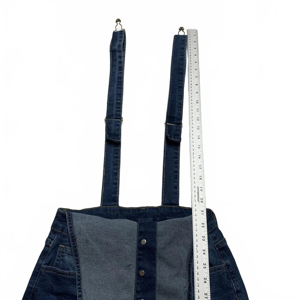 Overol de mezclilla para mujer, talla pequeña, pantalones vaqueros azules con piernas acampanadas