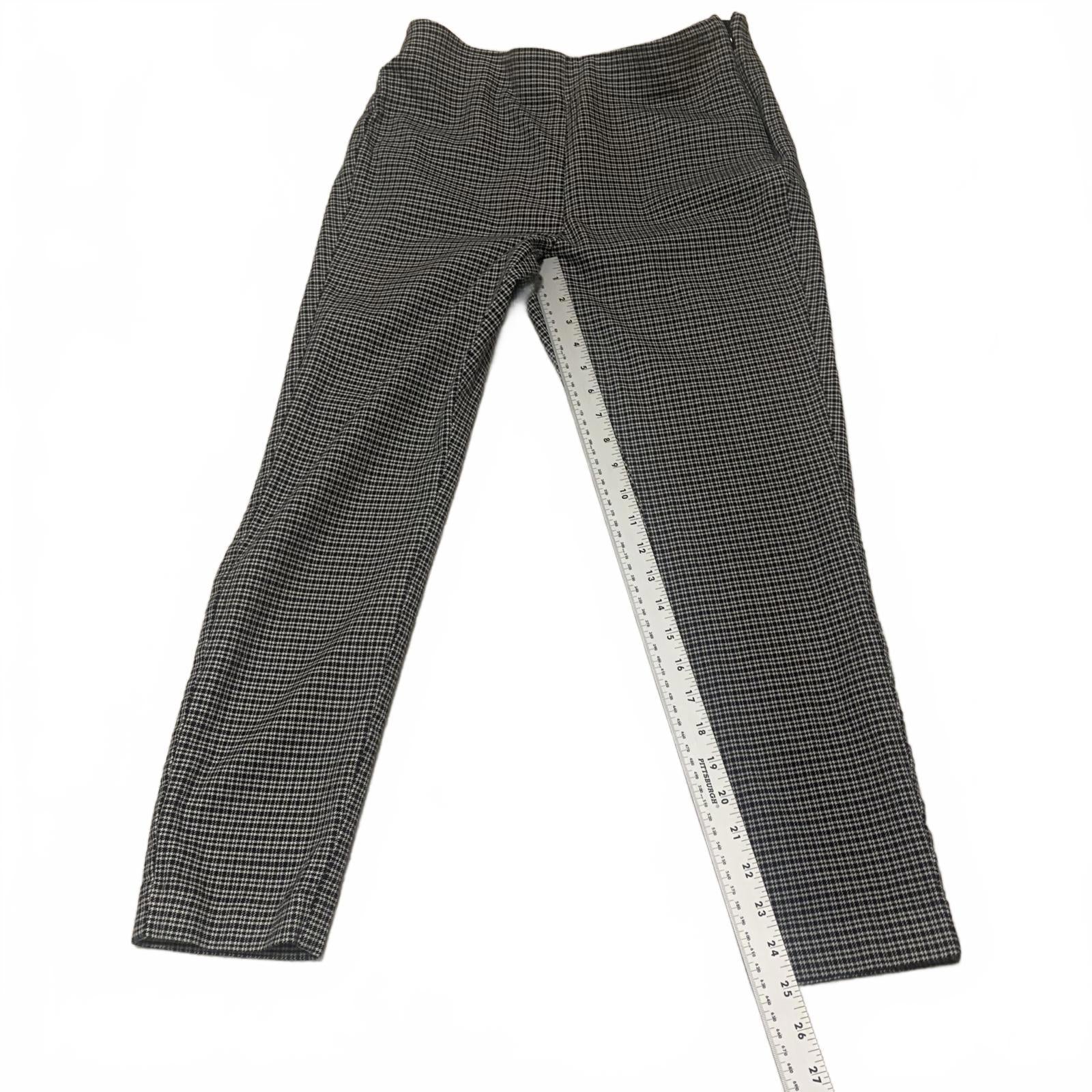 Pantalones de vestir LOFT para mujer, talla 8, estampado a cuadros blanco y negro, ajustados y con curvas