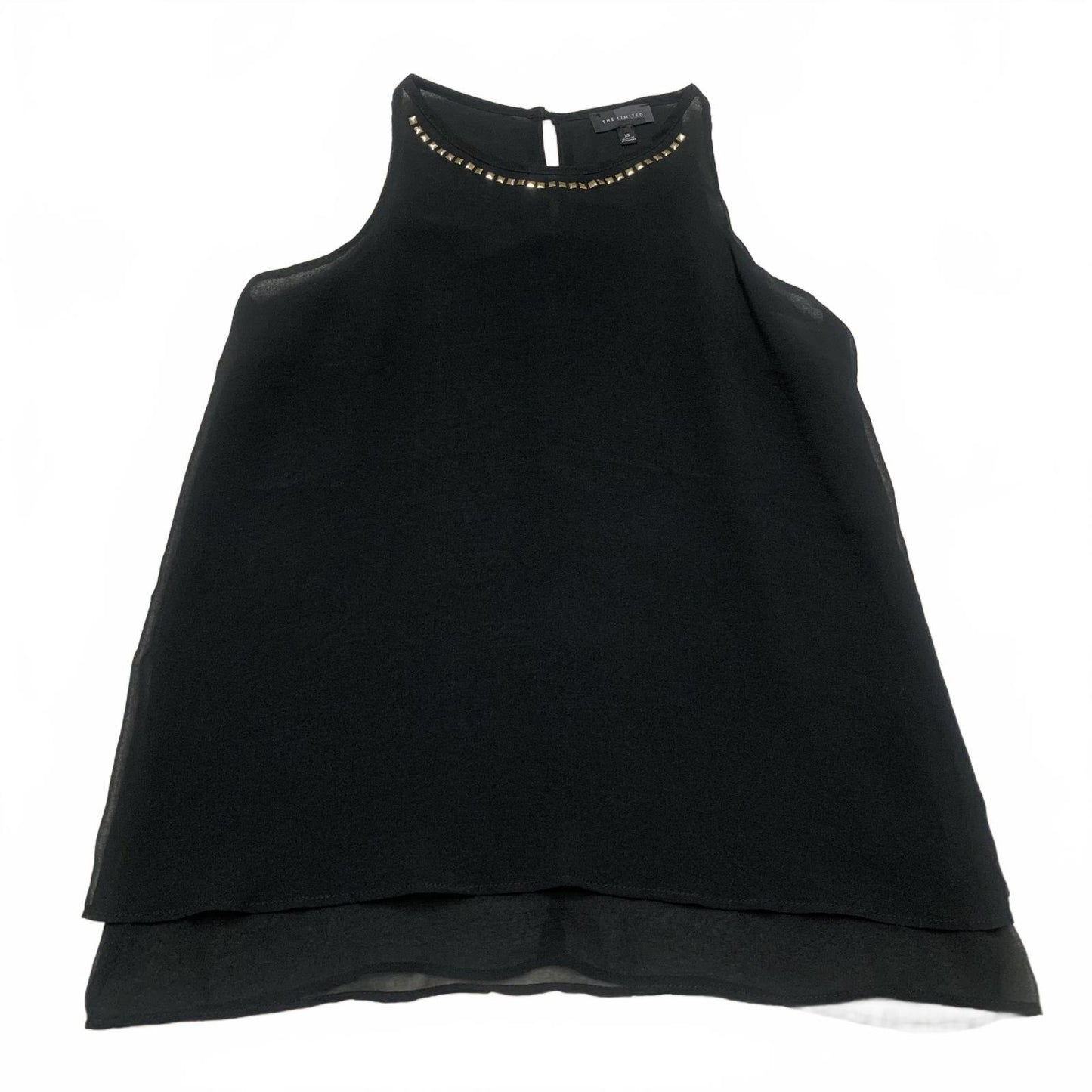The Limited Womens Size XSmall Black Sleeveless  Blouse Studded Neckline