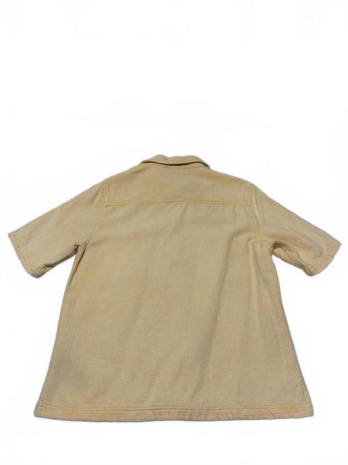 Zara Mens Size Medium Yellow Short Sleeve Button-Up Shirt