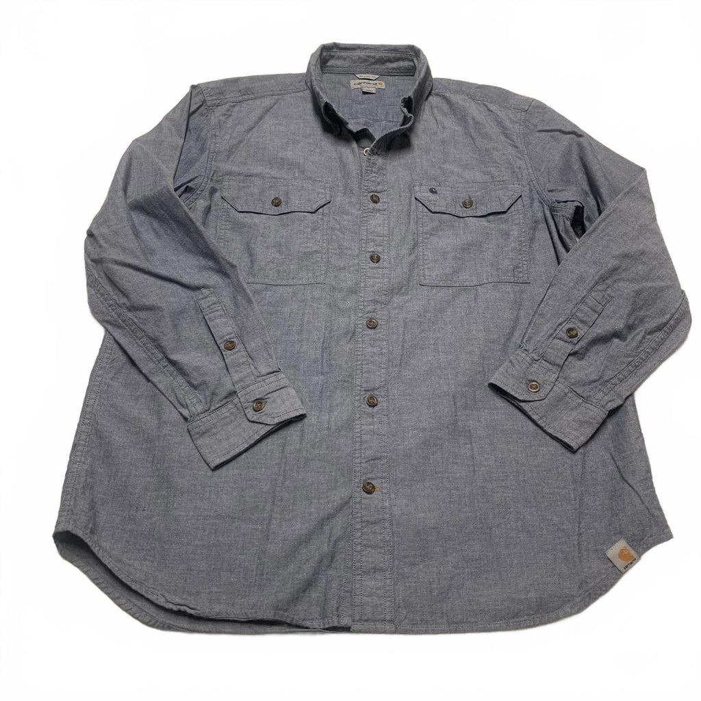 Camisa de trabajo Carhartt Chambray con botones, color azul lavado, talla grande para hombre