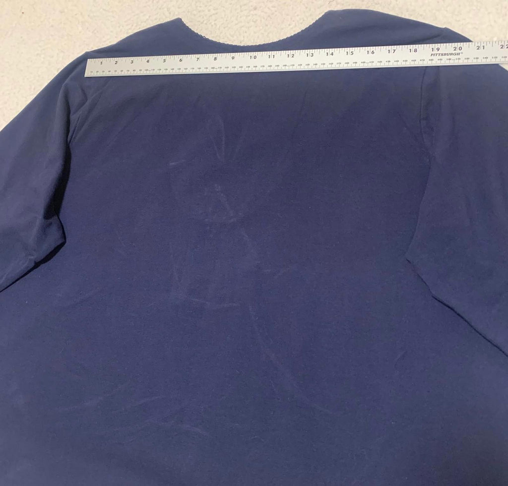 Blusa azul marino para mujer de Denim &amp; Company, talla 3X, con detalles bordados