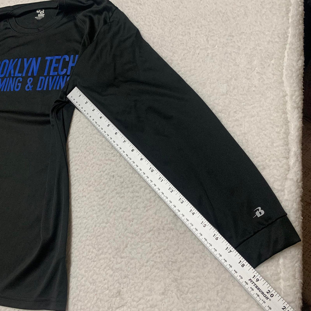 Camiseta de manga larga para natación y buceo Badger Sports Brooklyn Tech negra para hombre (talla S)