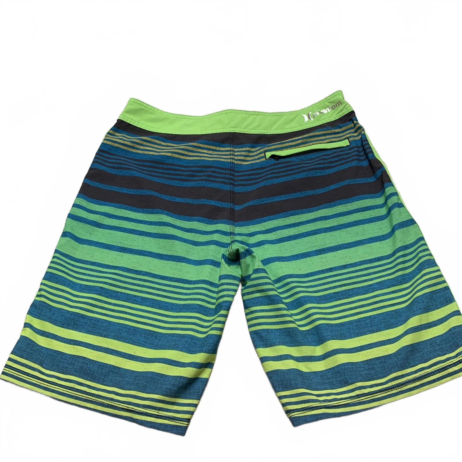Pantalones cortos de surf Hurley para hombre, talla 32, a rayas, azul y verde, talla 33